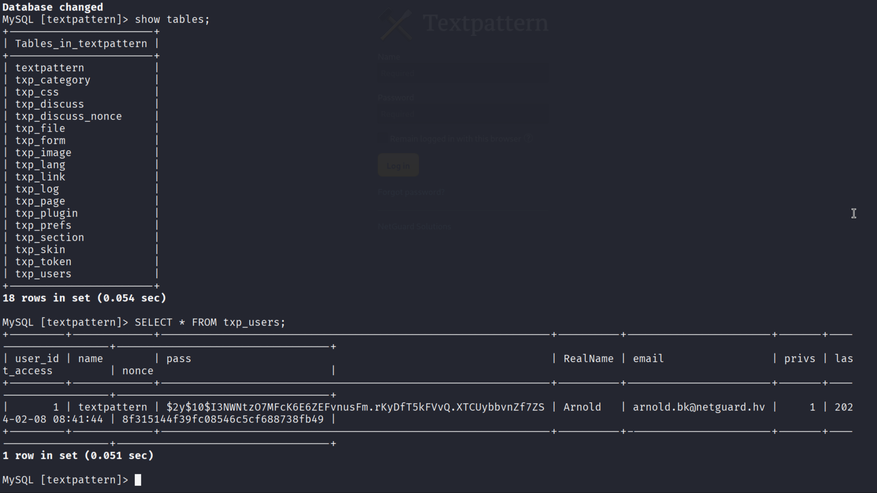 txp_users Table